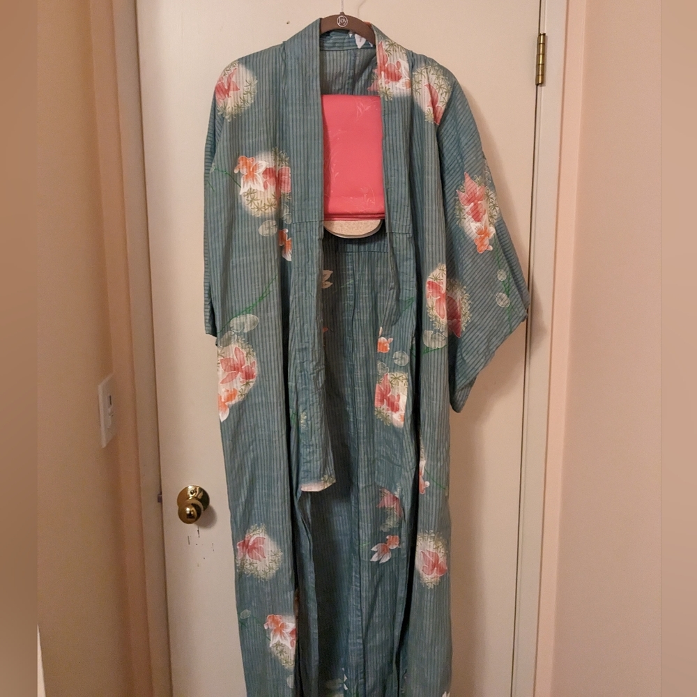 Kimono with fish pond art
